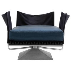 Poltrona 136 Armchair with a Cement Base, Upholstered in Fabric by Dimoremilano