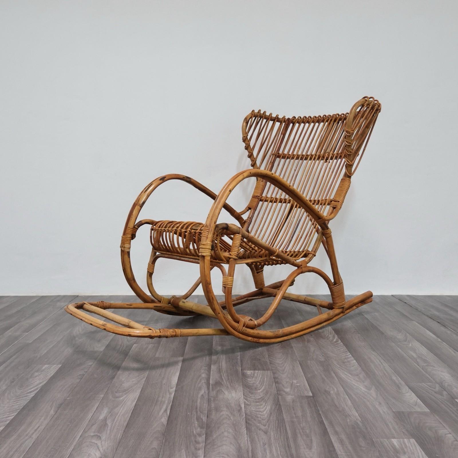 Metà XX secolo Poltrona a Dondolo Francese Vintage Design Modernariato 1960's in vendita