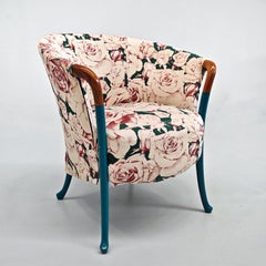 Fauteuil brut à fleurs bleues conçu par Ansago 'Progetti' pour Giorgetti 1980