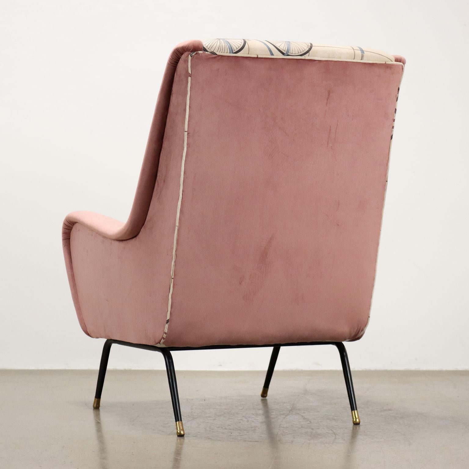 Sessel aus den 50er und 60er Jahren in antikem rosa und beigem Stoff und Samt im Angebot 3