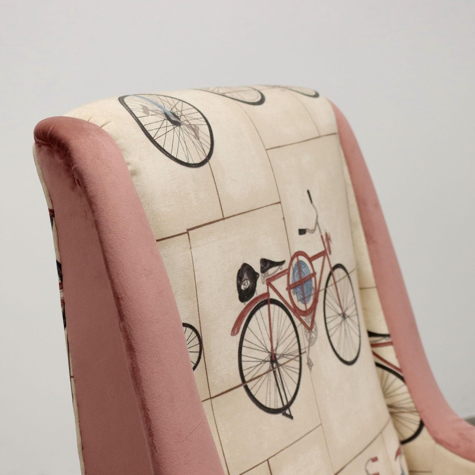 Sessel aus den 50er und 60er Jahren in antikem rosa und beigem Stoff und Samt (Italian) im Angebot