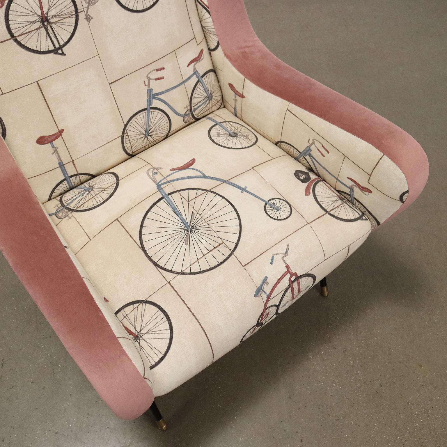 Sessel aus den 50er und 60er Jahren in antikem rosa und beigem Stoff und Samt im Angebot 2