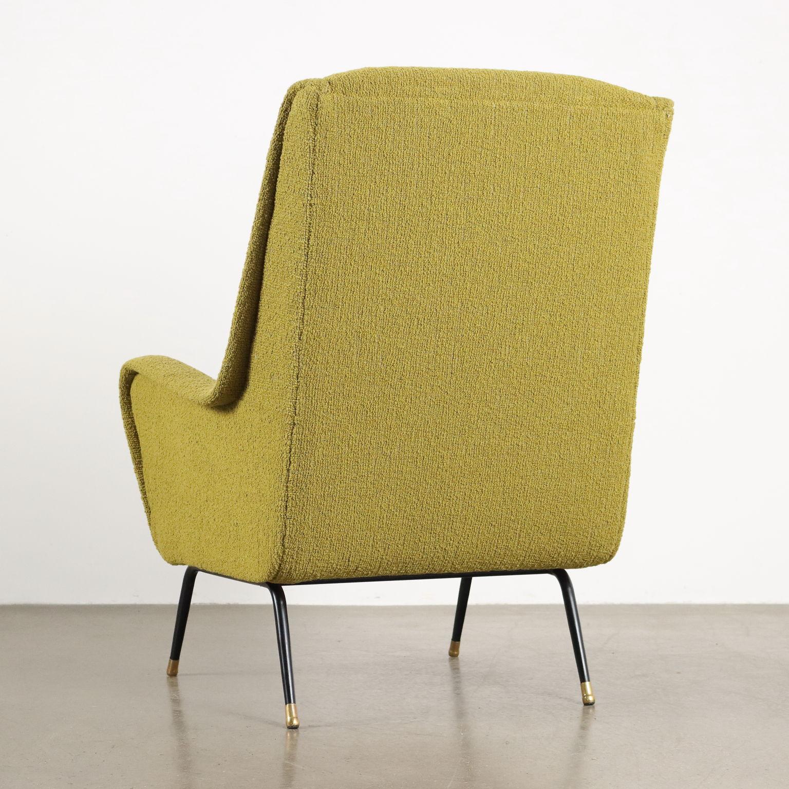 Fauteuil des années 50-60 en tissu vert acide en vente 2