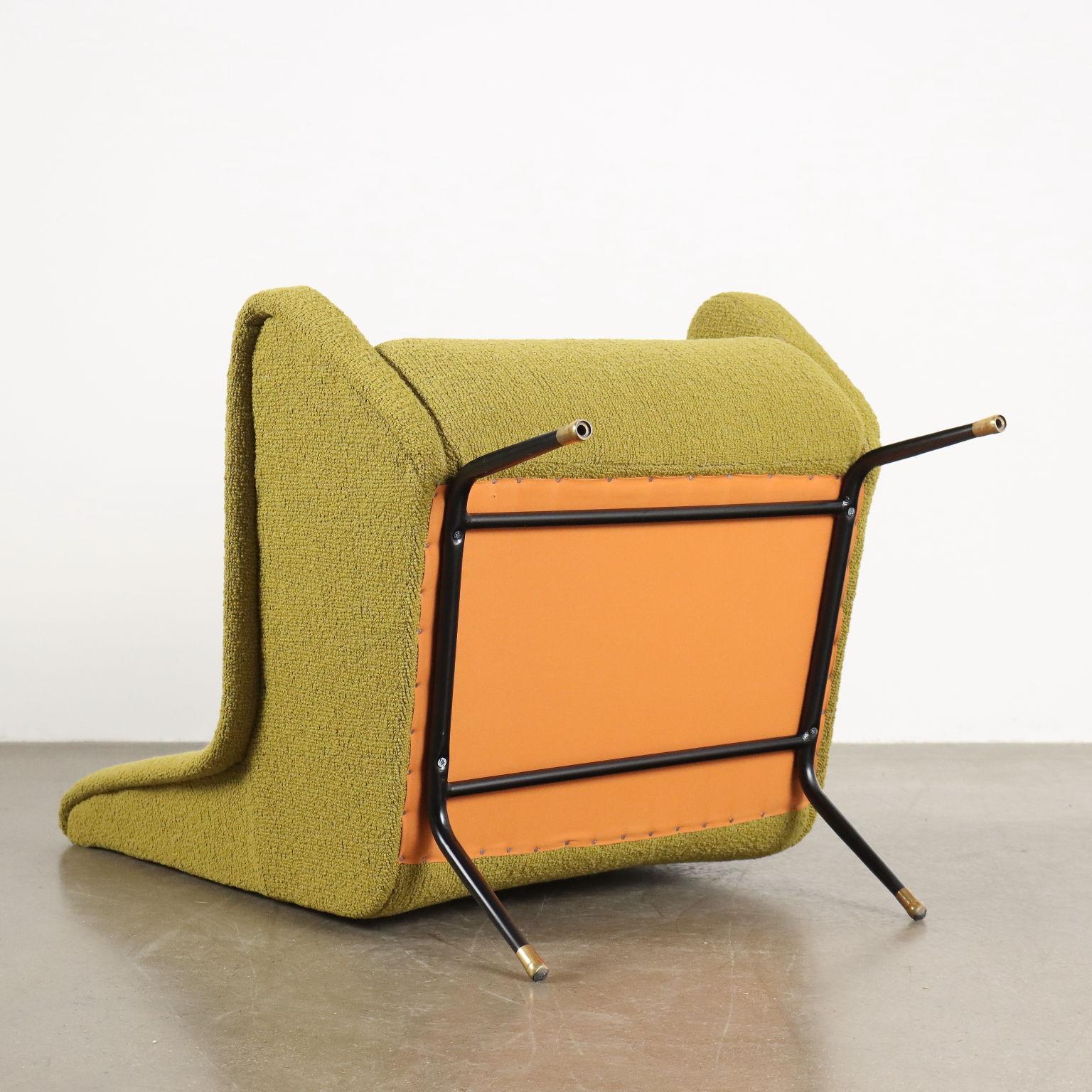 Fauteuil des années 50-60 en tissu vert acide en vente 3