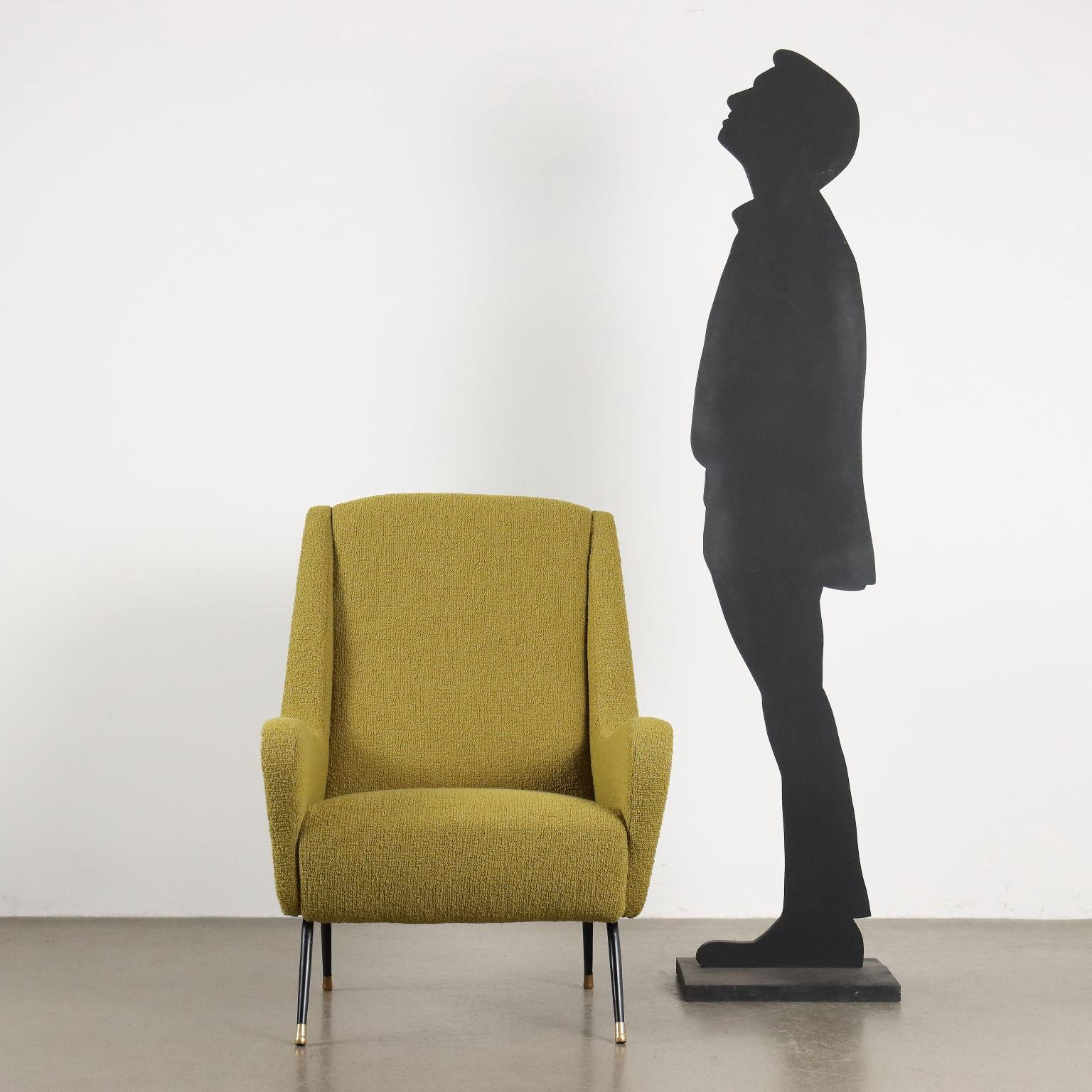 Mid-Century Modern Fauteuil des années 50-60 en tissu vert acide en vente