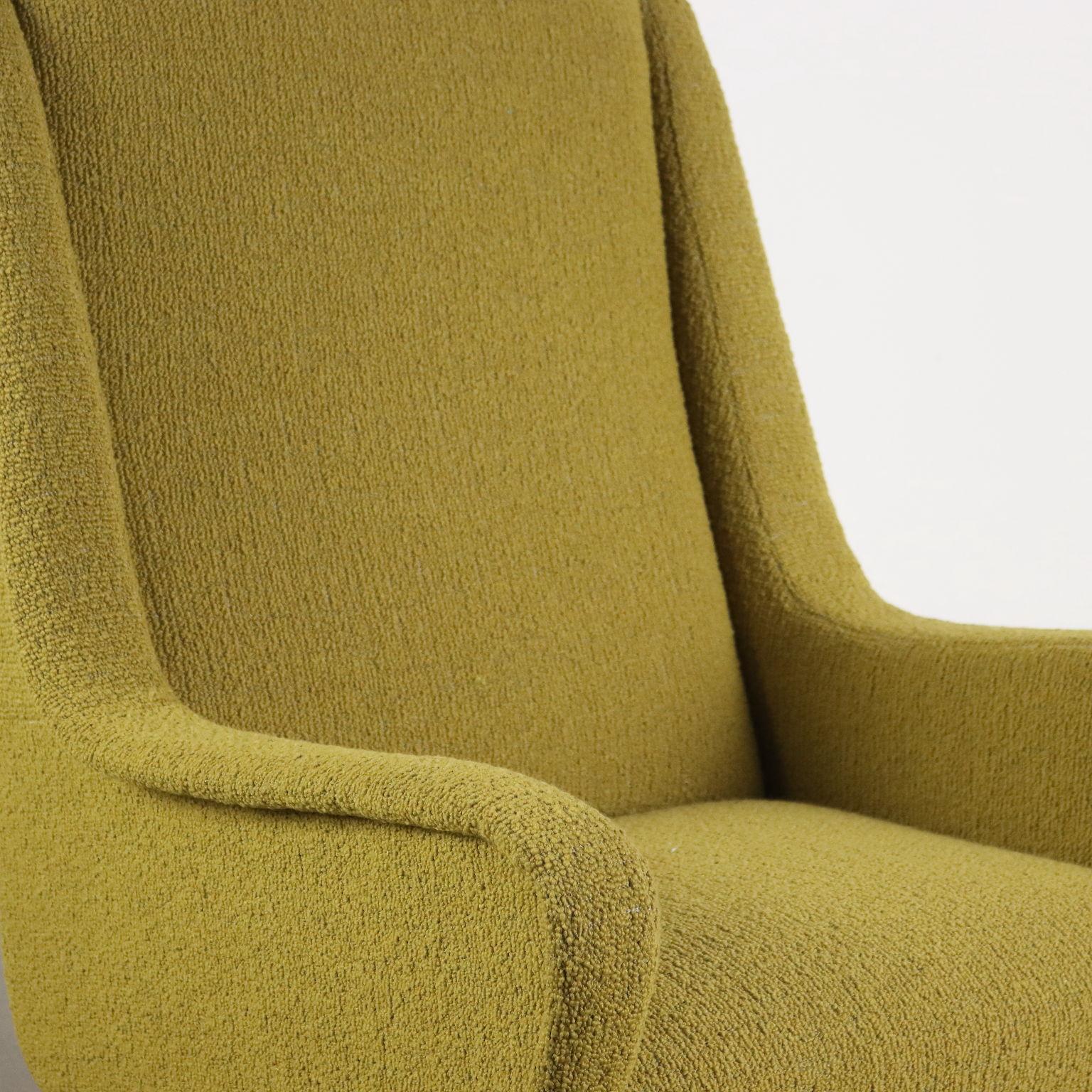 Fauteuil des années 50-60 en tissu vert acide Excellent état - En vente à Milano, IT