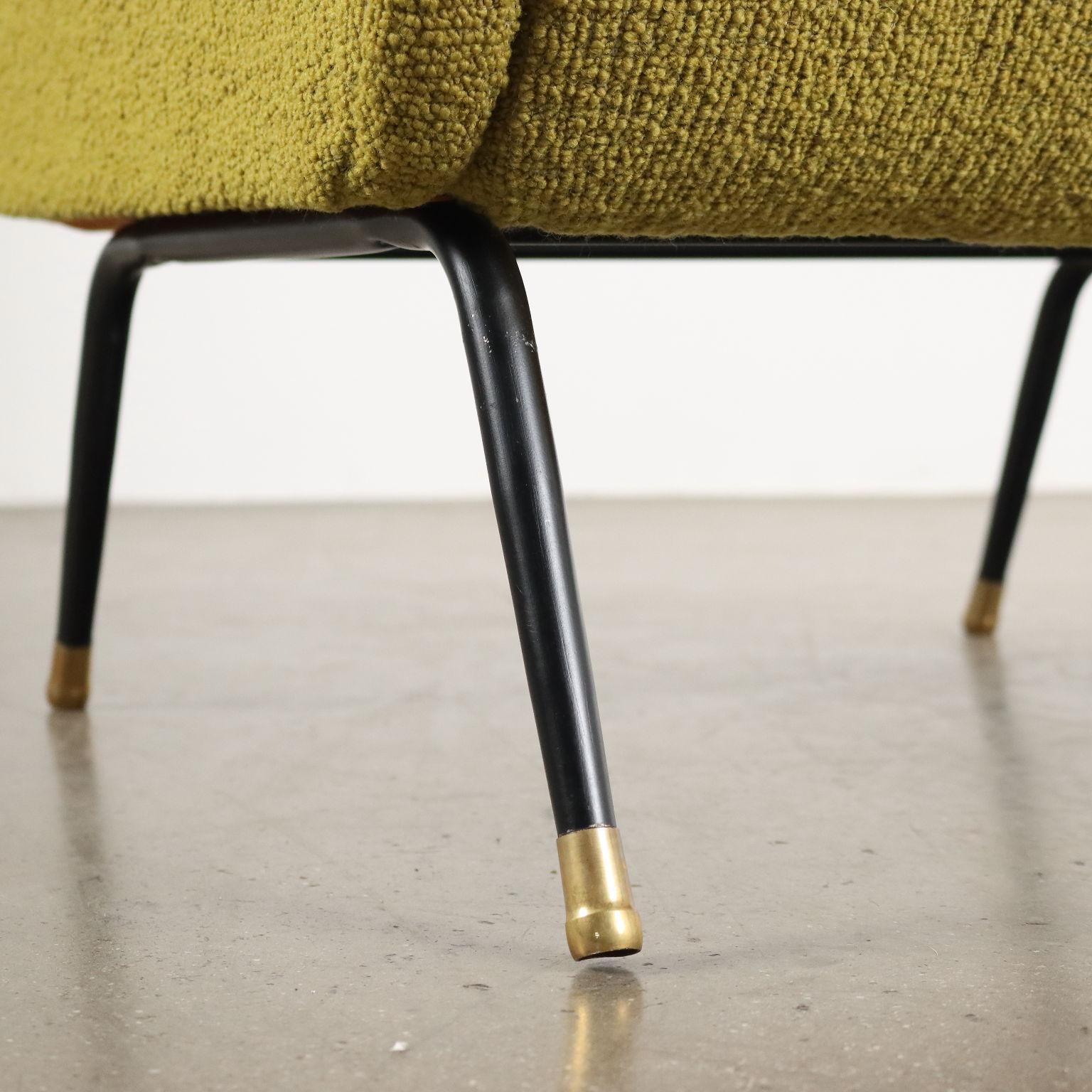 Métal Fauteuil des années 50-60 en tissu vert acide en vente