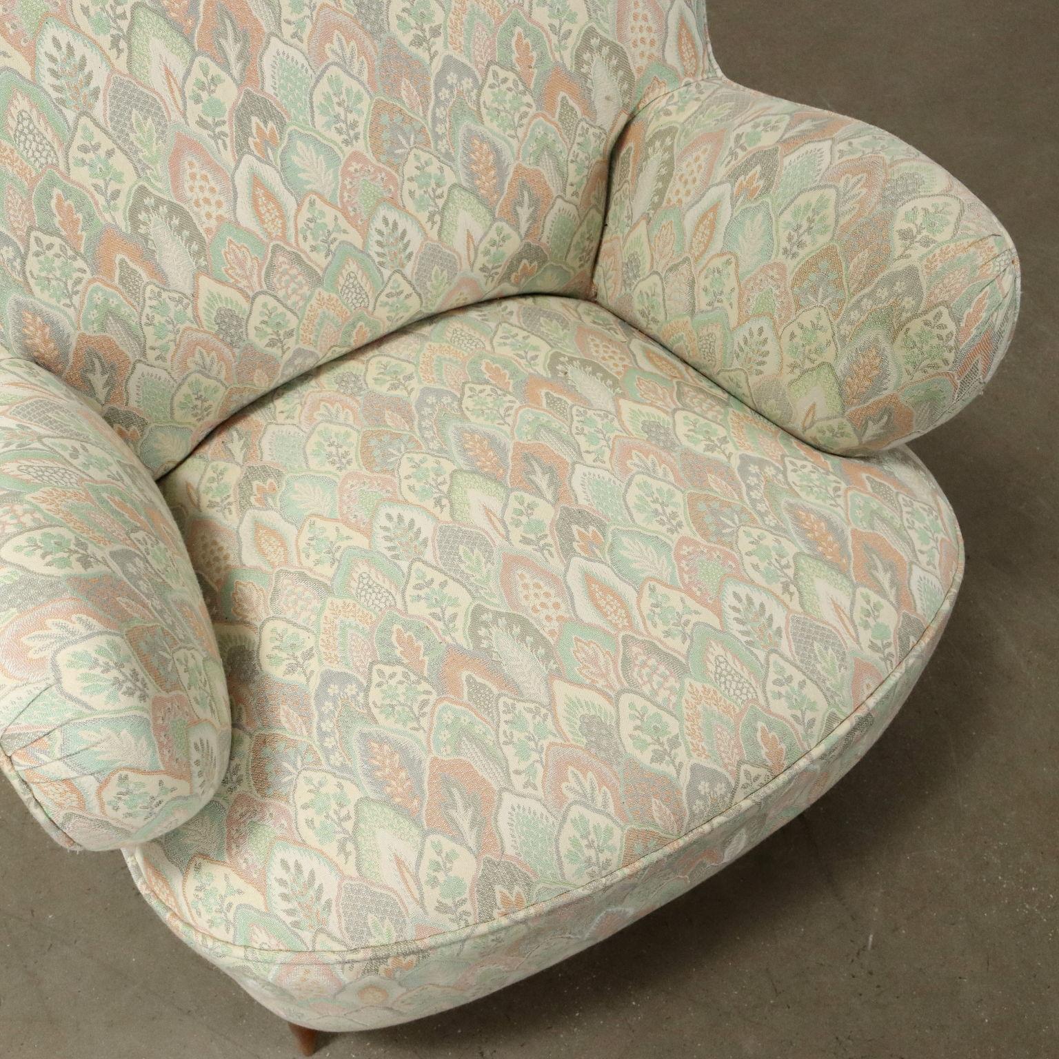 Mid-20th Century 1950s armchair in pastel-colored fabric For Sale