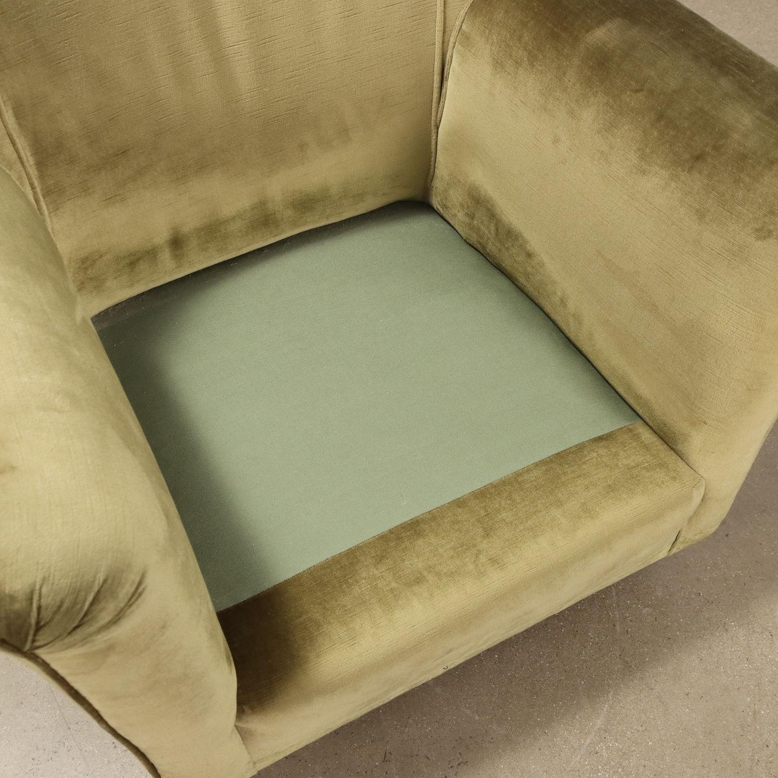 Velvet 1950s green velvet armchair For Sale