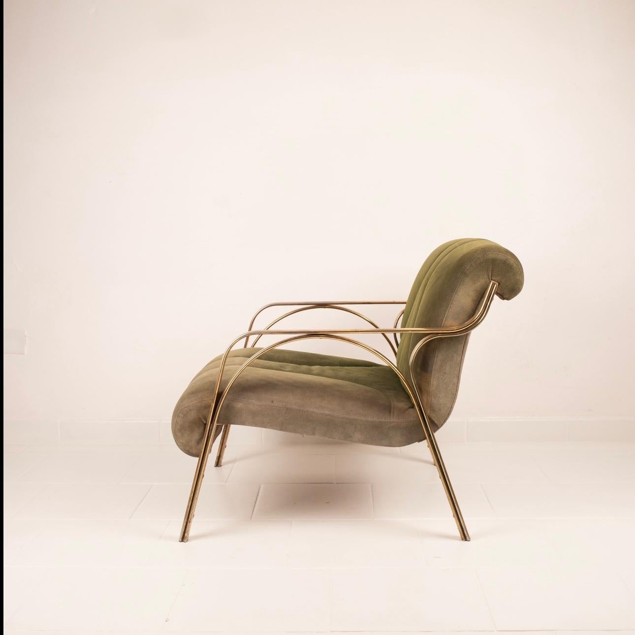 Vittorio Gregotti 1960er Jahre Grüner Wildleder-Sessel im Angebot 1