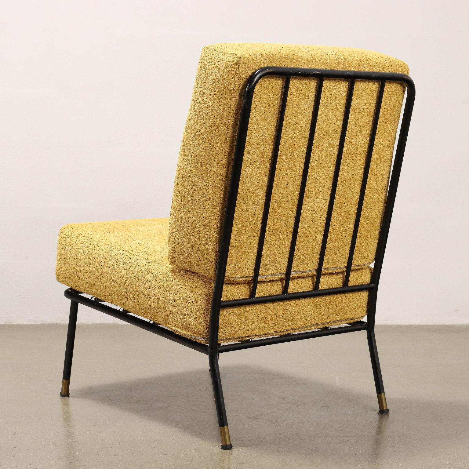 Sessel aus ockerfarbenem Stoff, 1960er Jahre (Mid-20th Century) im Angebot