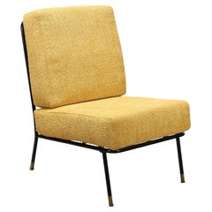 Sessel aus ockerfarbenem Stoff, 1960er Jahre