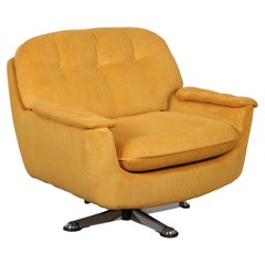 Retro 1970s yellow corduroy armchair, restored
