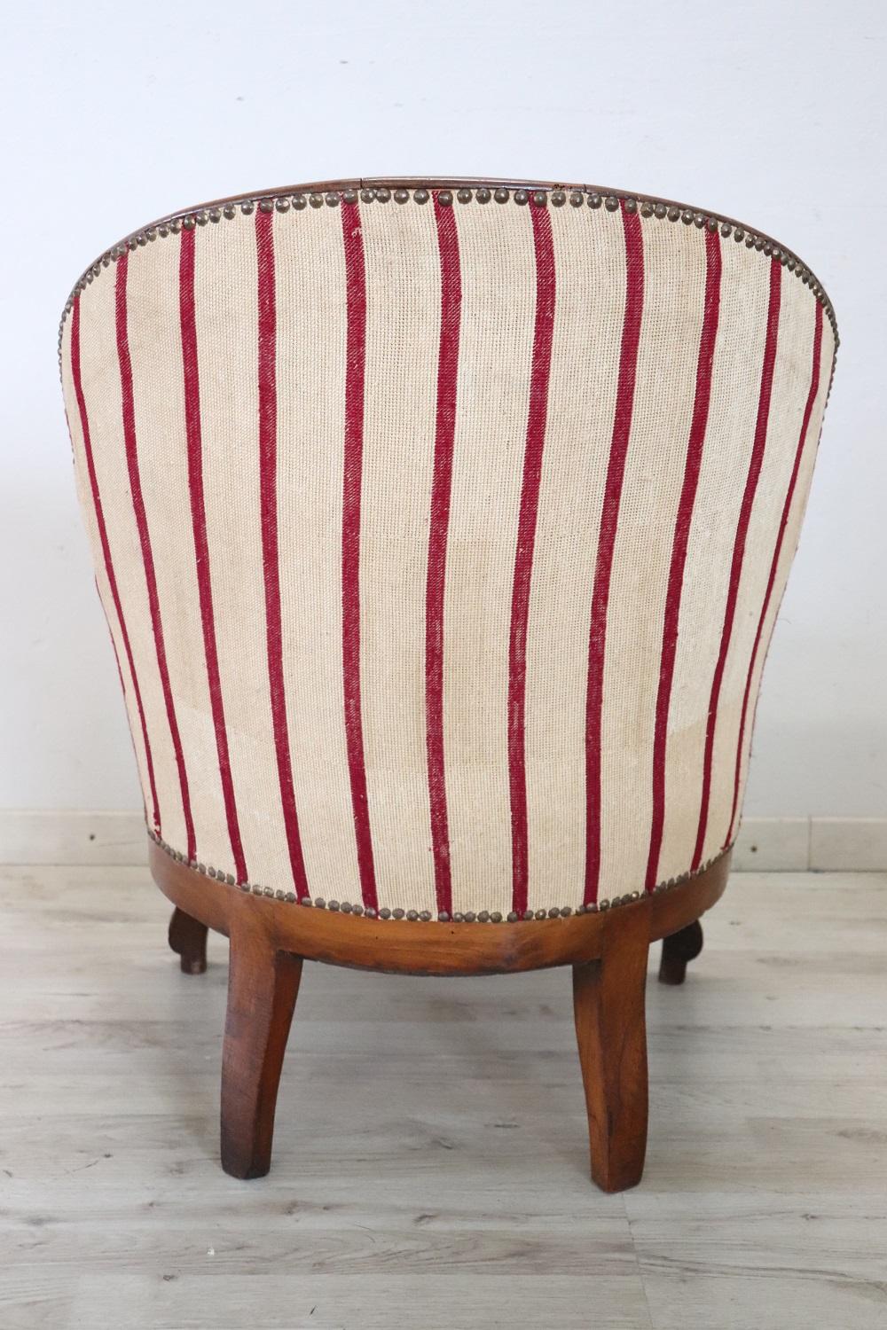 Mid-19th Century 19th Century Antique Walnut Armchair For Sale