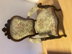 Antique baroque style armchair, Louis Philippe with floral fabric 1920s