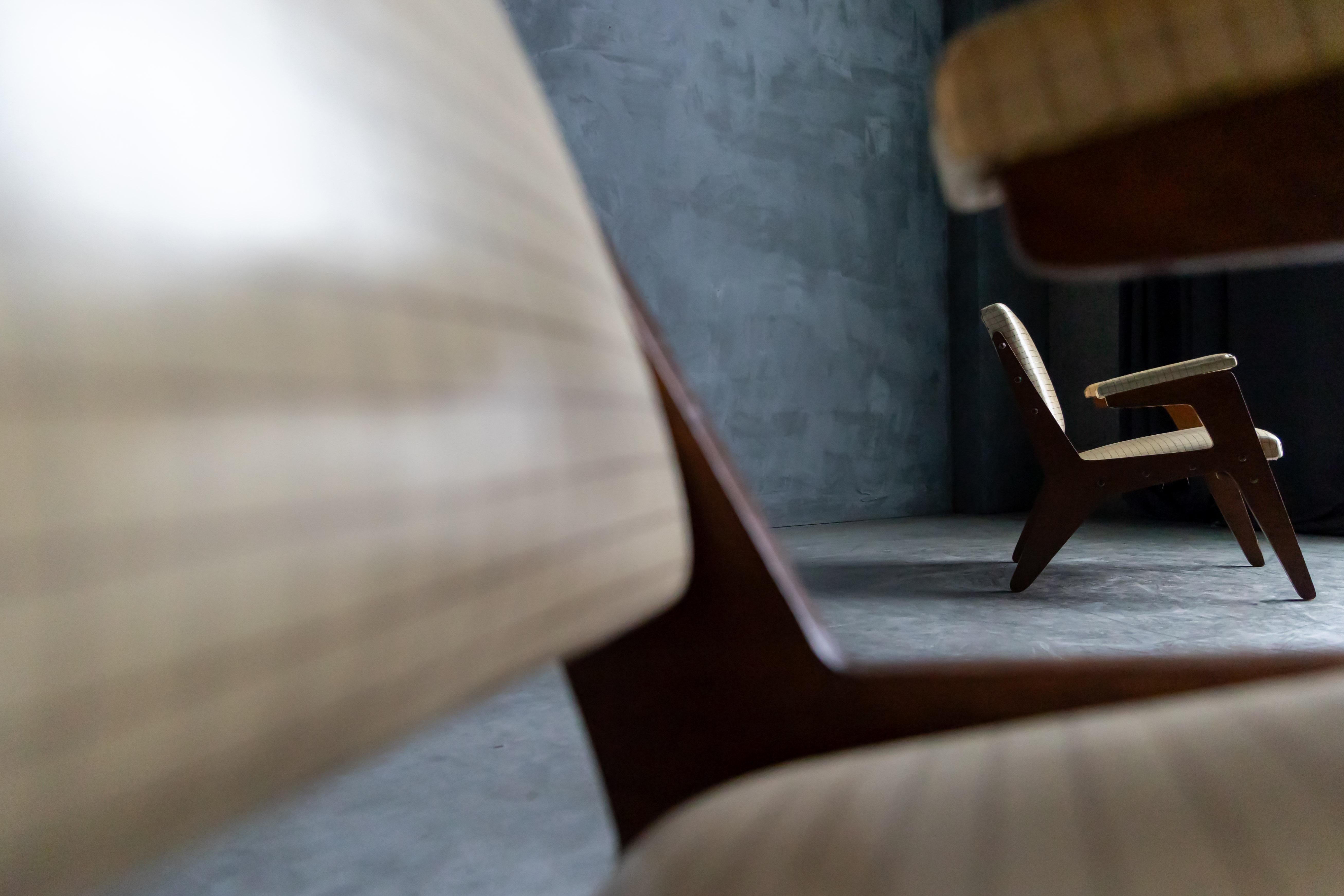 Fabric 'H' Armchairs by José Zanine Caldas, Brazil, 1950s For Sale