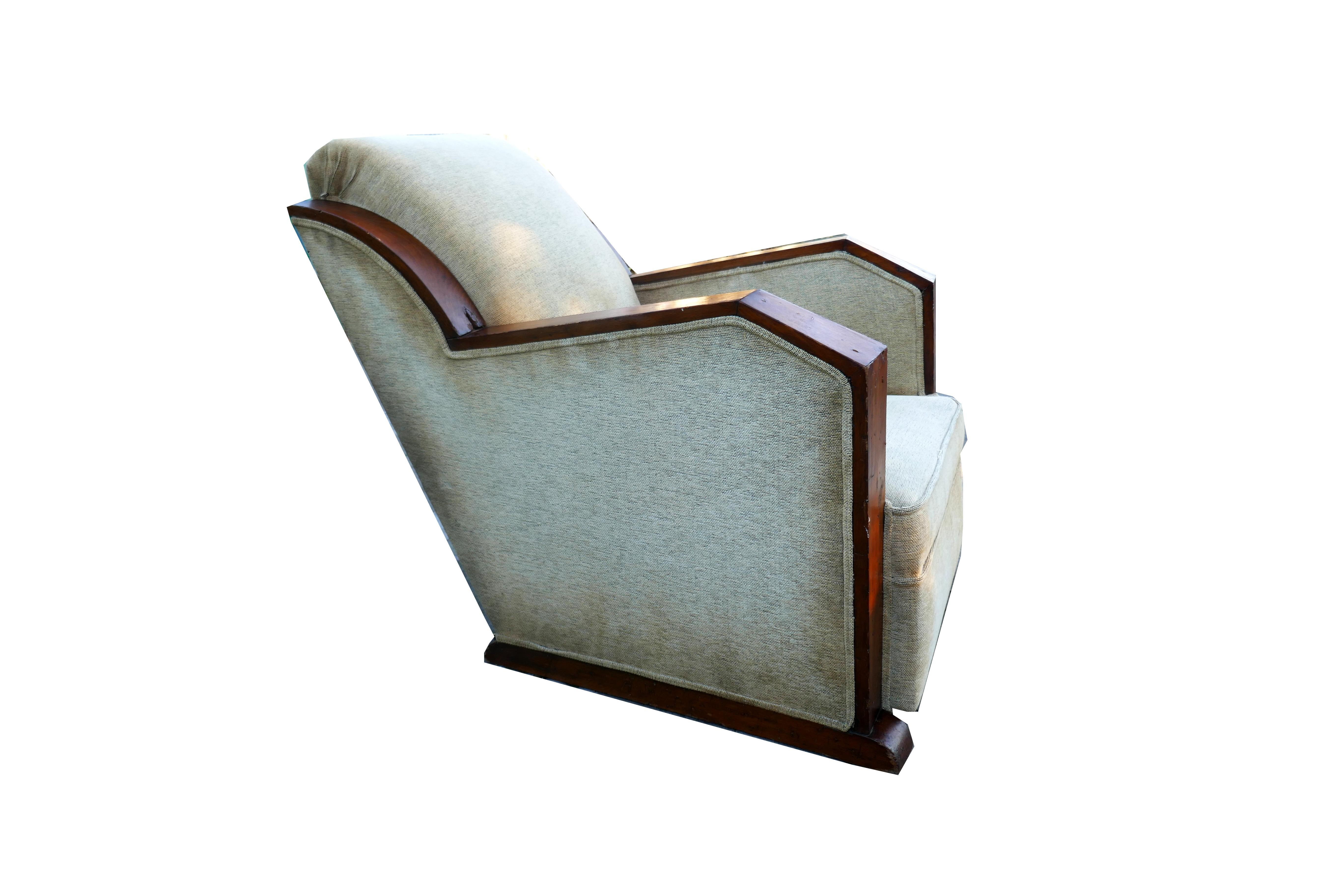 Französischer Art-Déco-Sessel, möglicherweise Maison Dominique  (Stoff) im Angebot