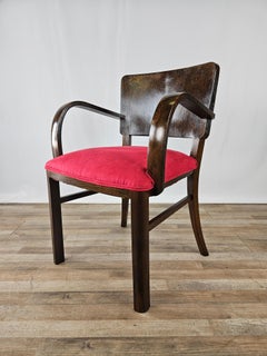 Art Deco armchair upholstered in red fabric