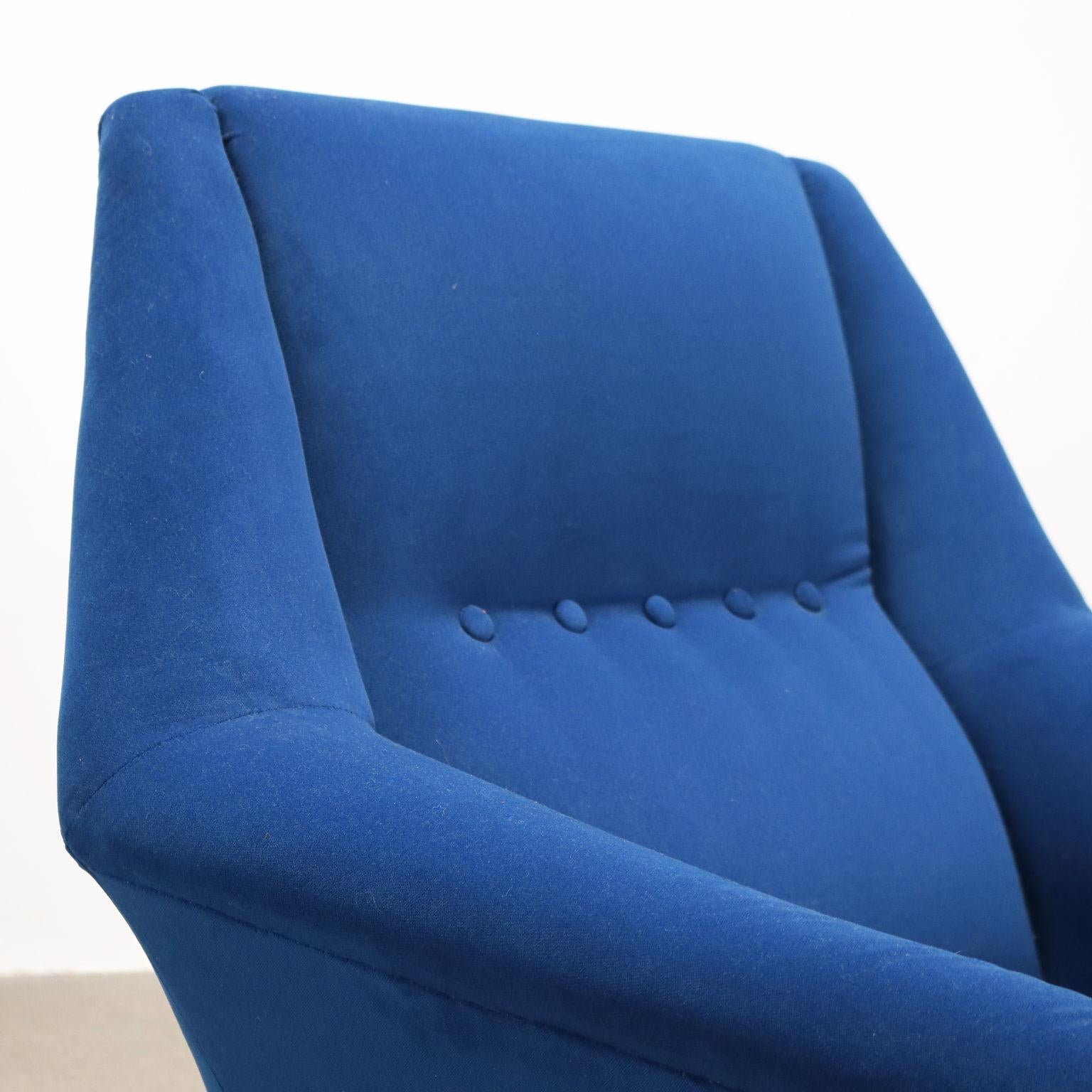 Mid-Century Modern Fauteuil en tissu bleu clair 1950s-60s en vente