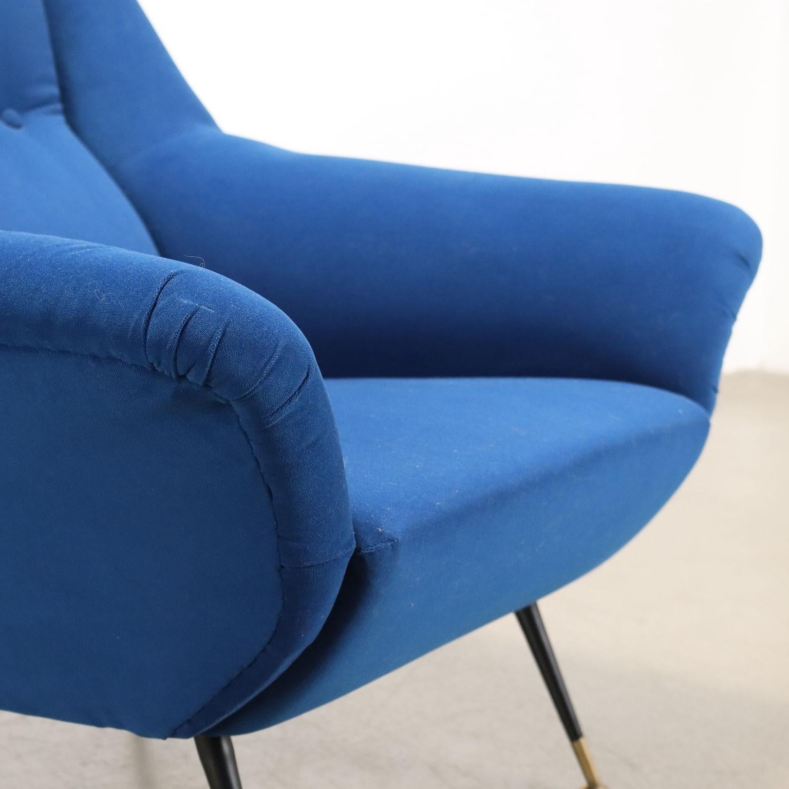 Italian Fauteuil en tissu bleu clair 1950s-60s en vente