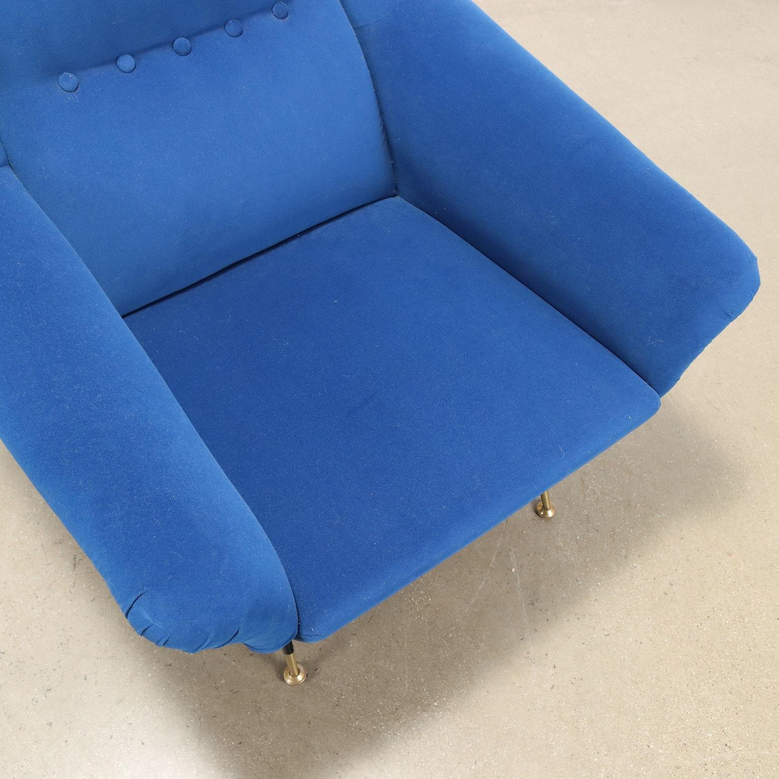 Mid-20th Century Fauteuil en tissu bleu clair 1950s-60s en vente
