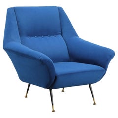 Fauteuil en tissu bleu clair 1950s-60s