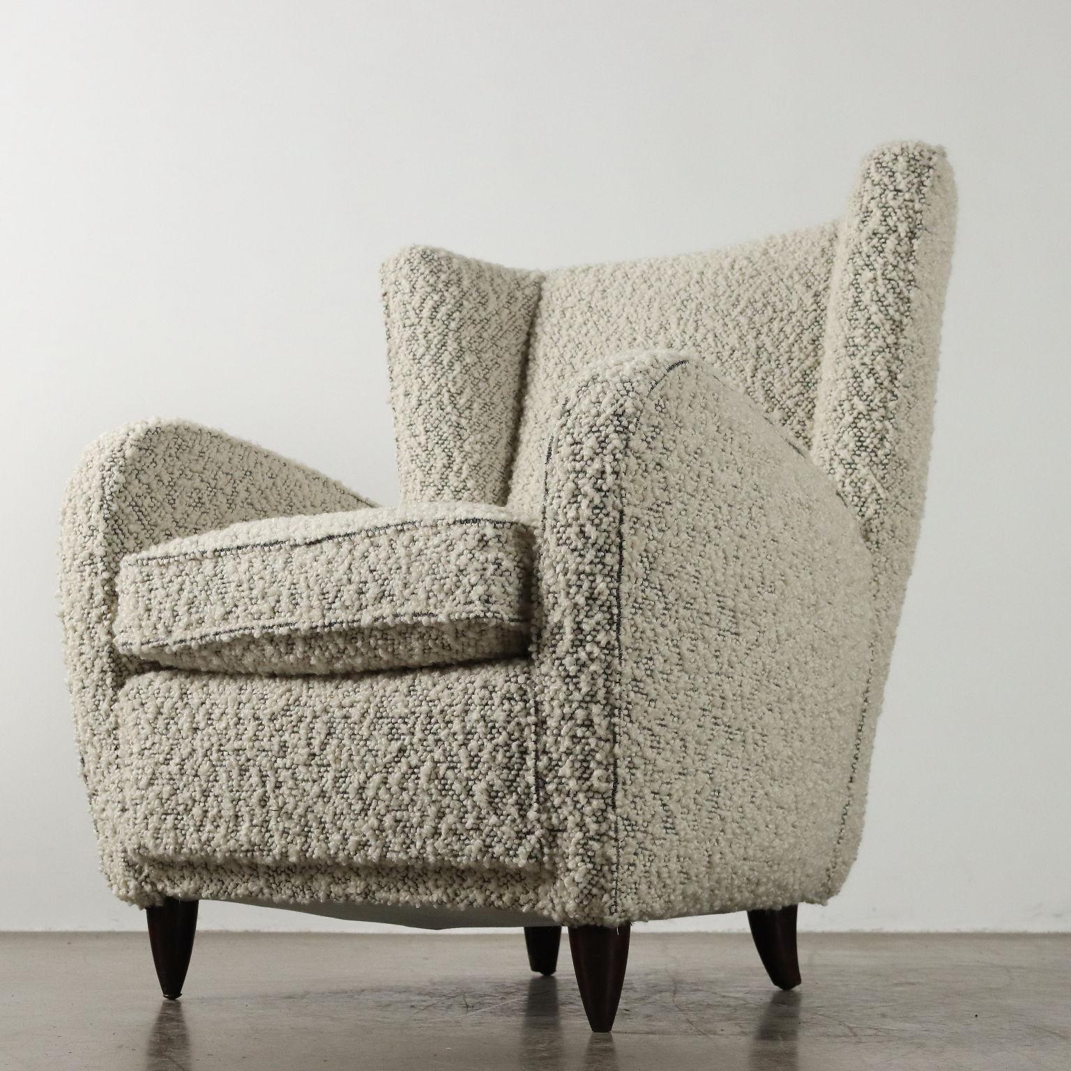 Mid-Century Modern Fauteuil Bergère blanc glacé des années 1950 en vente