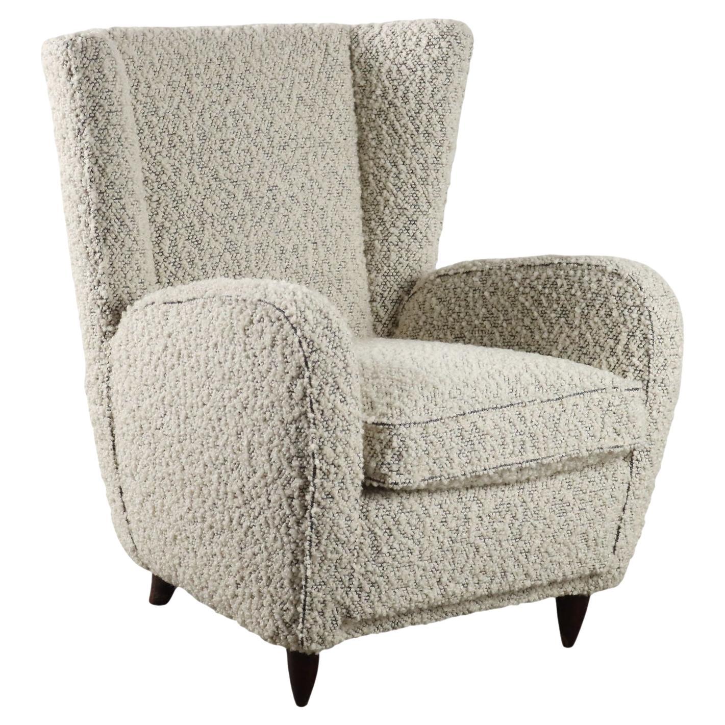Poltrona Bergere Anni 50 bianco ghiaccio