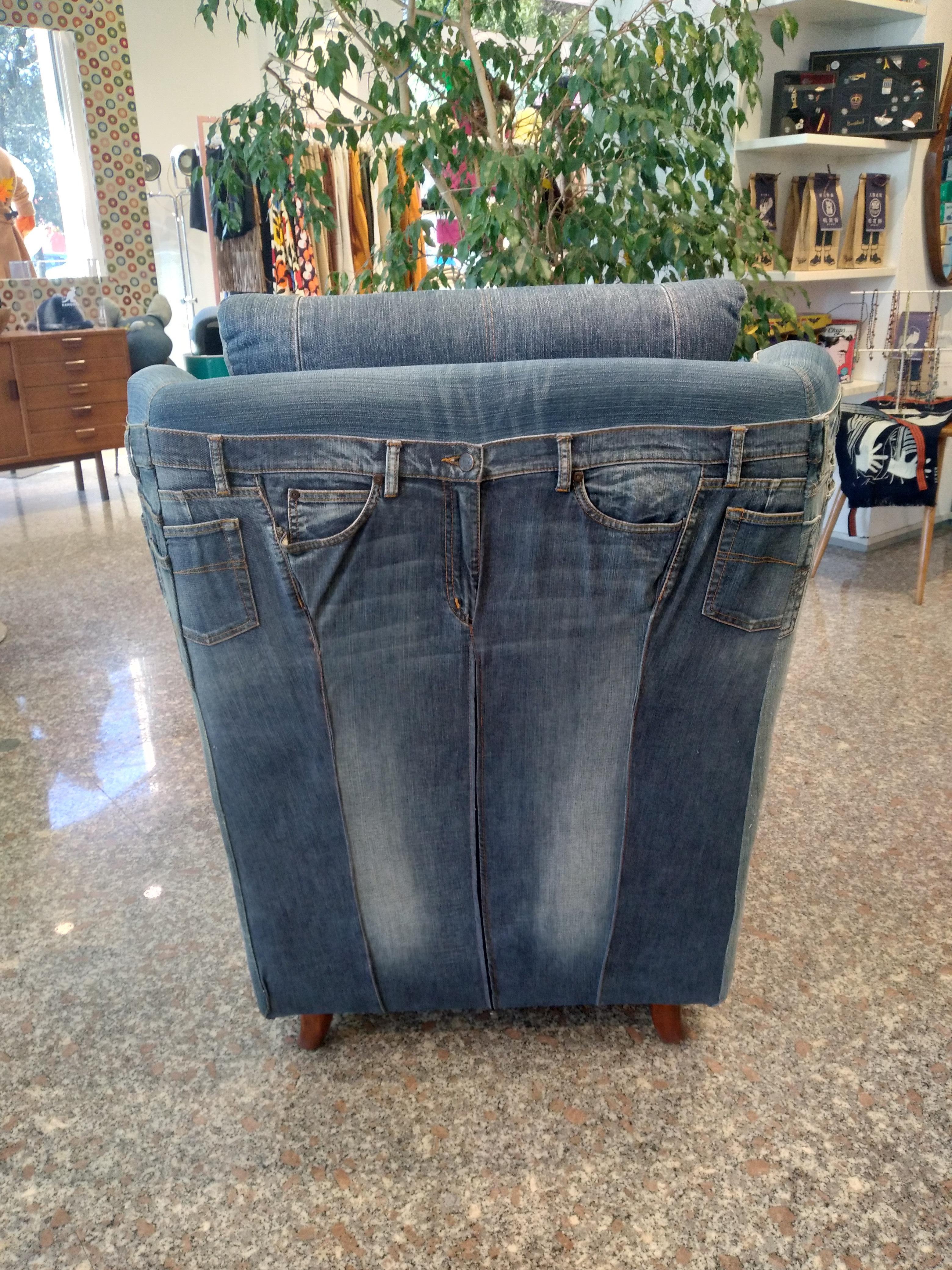 Bergere Mid-Century Modern Jeans Vintage Sessel  (Moderne der Mitte des Jahrhunderts)