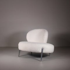 White Bouclet armchair, Manifattura Italiana, 1990 Circa