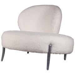 Vintage White Bouclet armchair, Manifattura Italiana, 1990 Circa