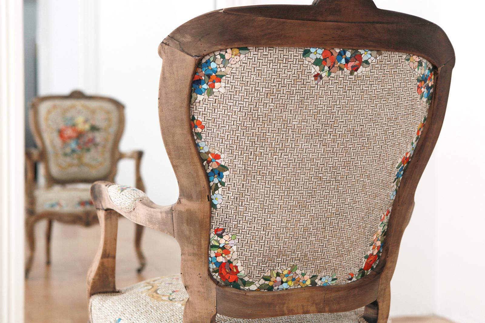 Italian Poltrona Bouquet Antique Armchair by Yukiko Nagai For Sale