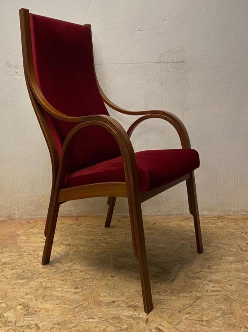 Velvet Cavour armchair production S.i.m. Italy For Sale