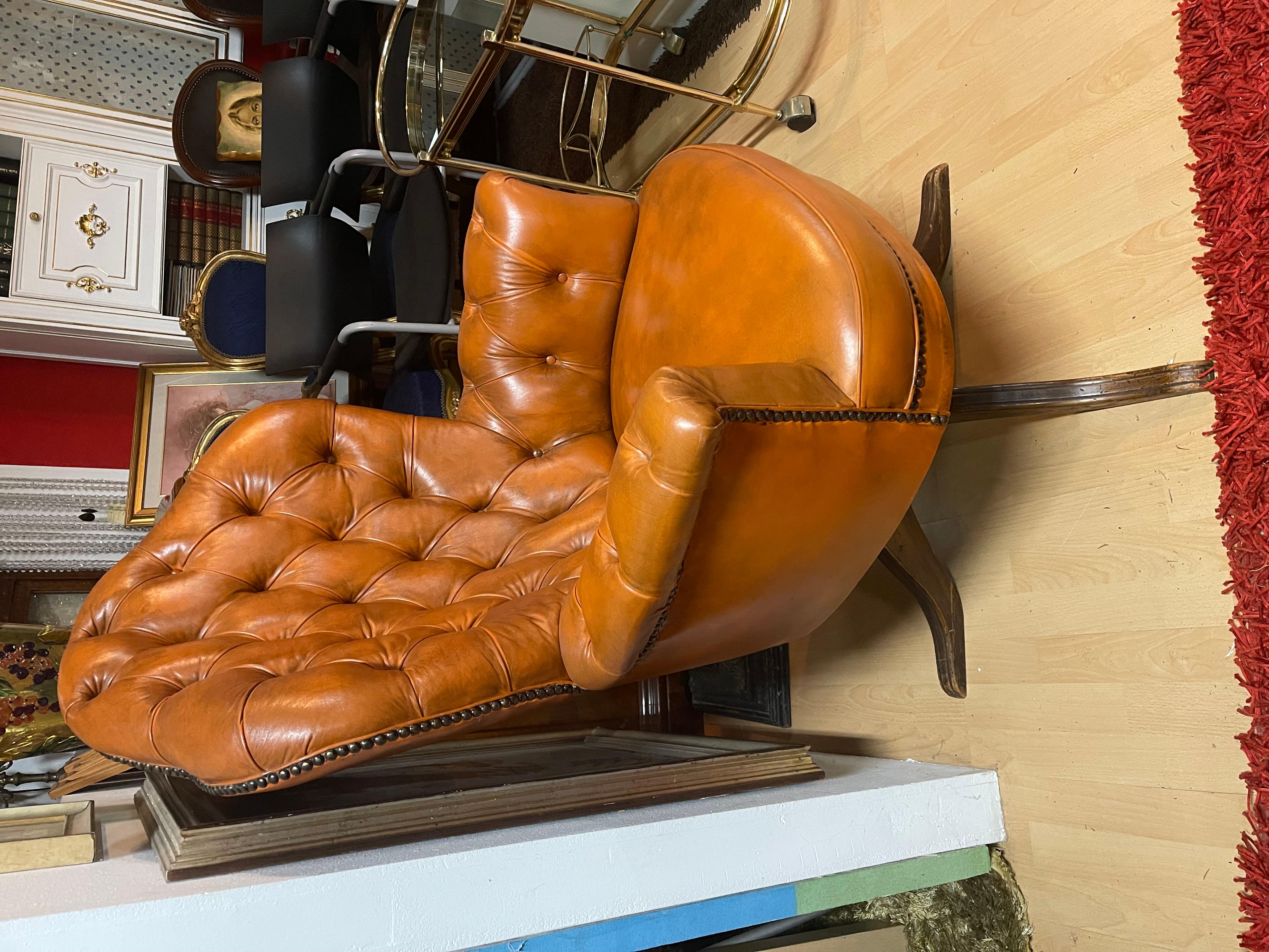 Other Chesterfield leather swivel armchair italy 1980s For Sale