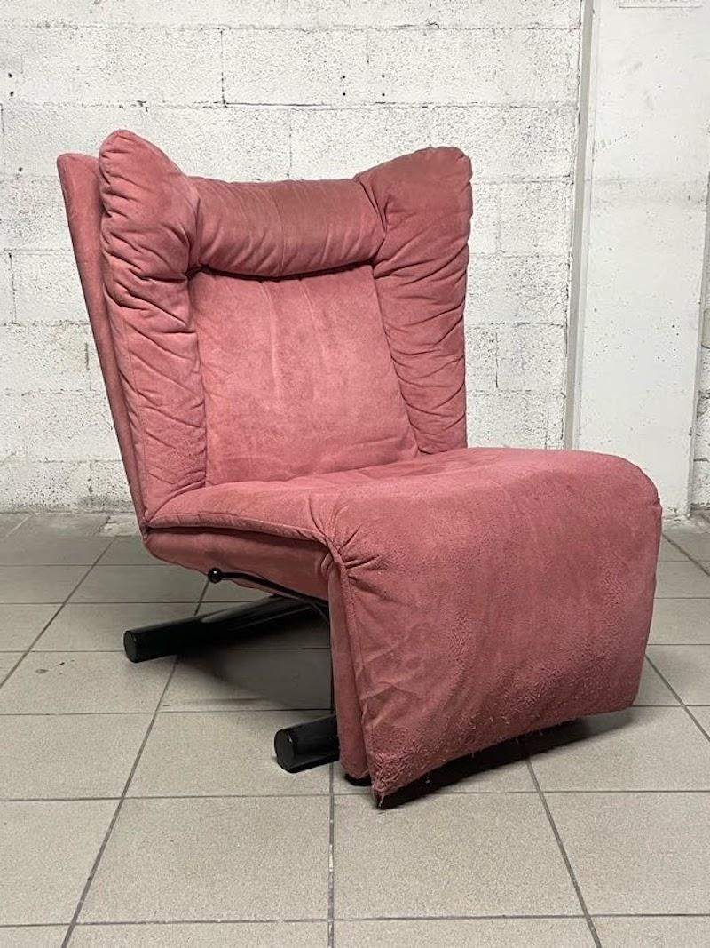 Mid-Century moderno Poltrona Cinova relax in alcantara, anni '80 in vendita