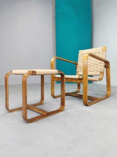 Poltrona con Pouf Giuseppe Pagano 1938 (Arredi Bocconi Milano)