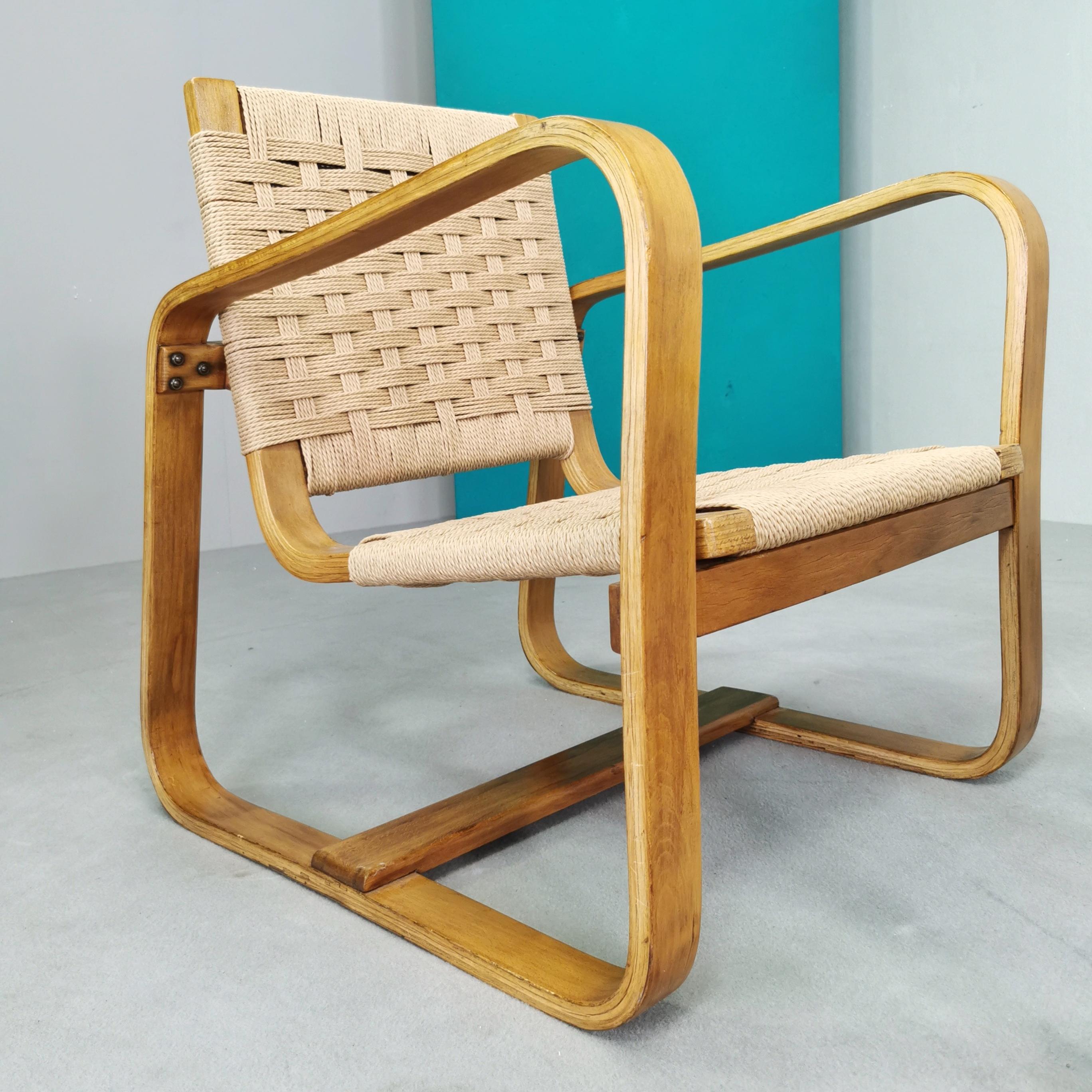Poltrona con Pouf Giuseppe Pagano 1938 (Arredi Bocconi Milano) en venta 2