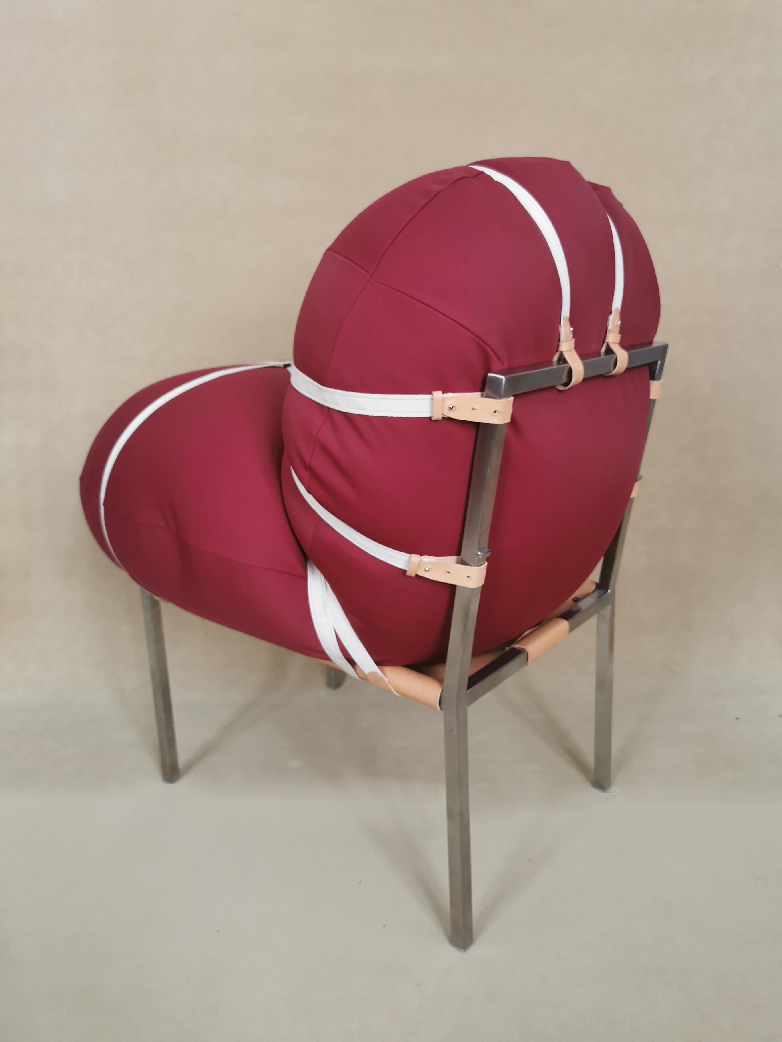 Armchair with soft seat and stainless steel frame Oxytocin  In New Condition For Sale In Milano, IT