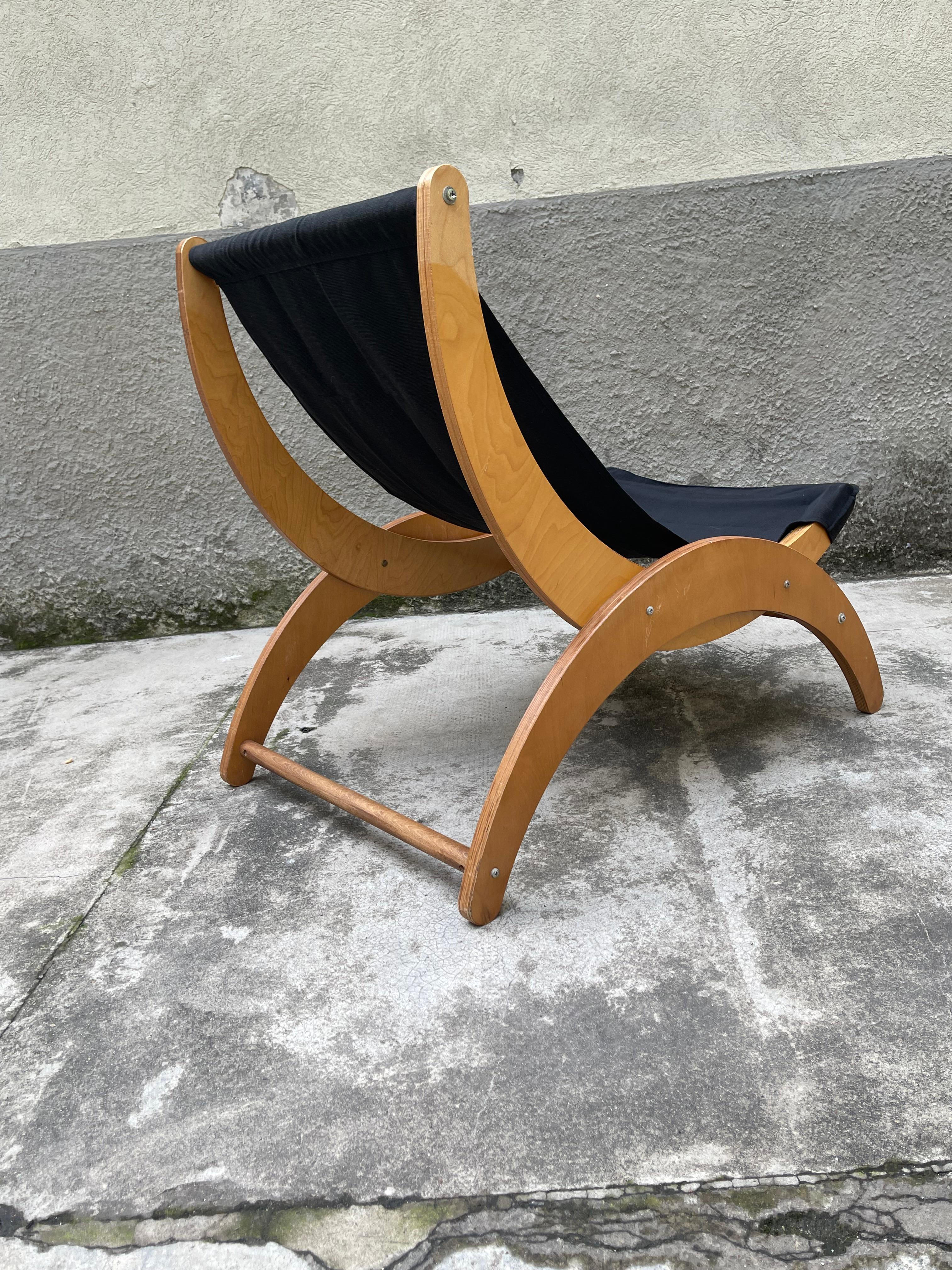 Ingmar Relling Living Room Armchair in Black Fabric, 1960s, Norway In Good Condition For Sale In Milano, IT