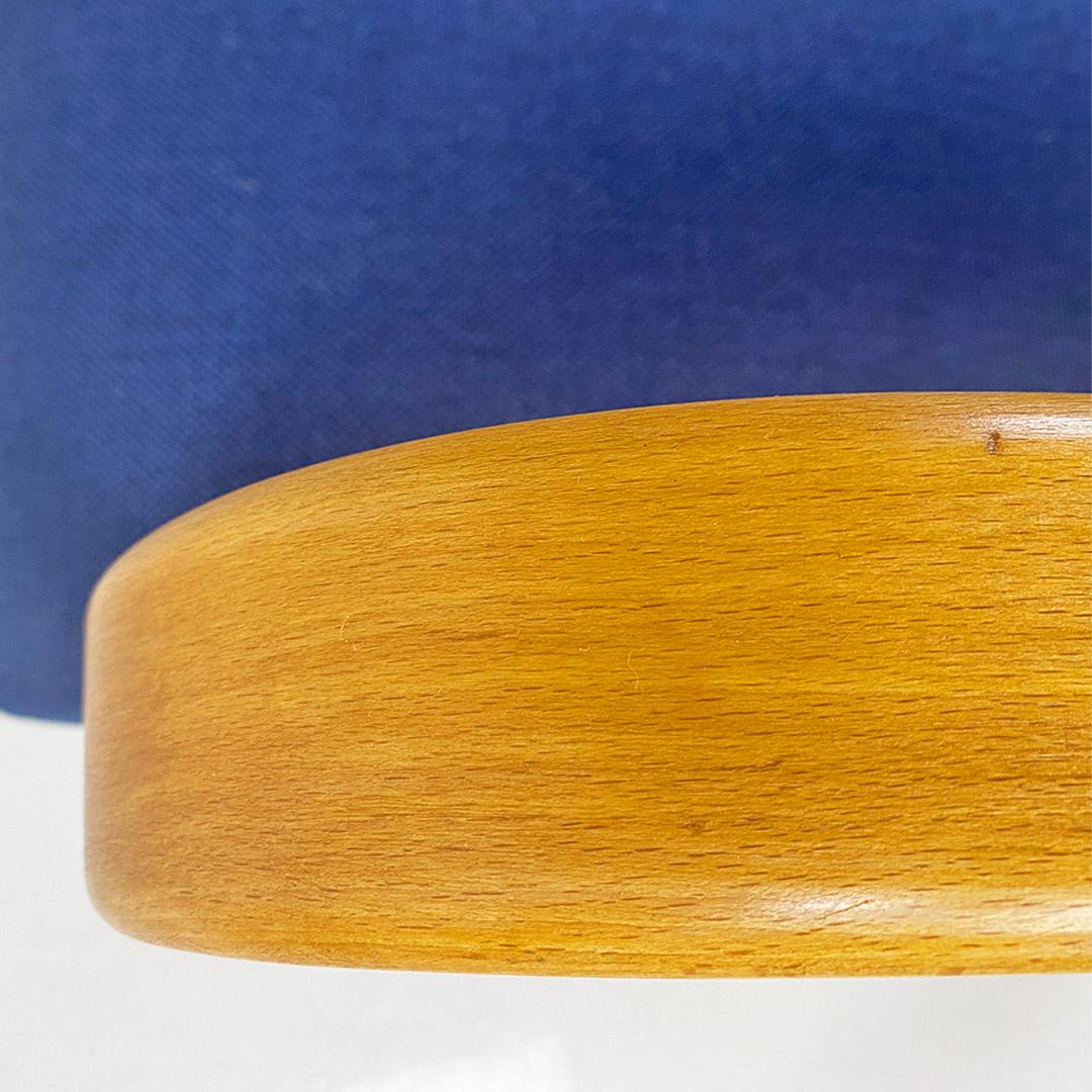 Danish mid-century beech wood and blue cotton armchair with armrests, 1960s 7