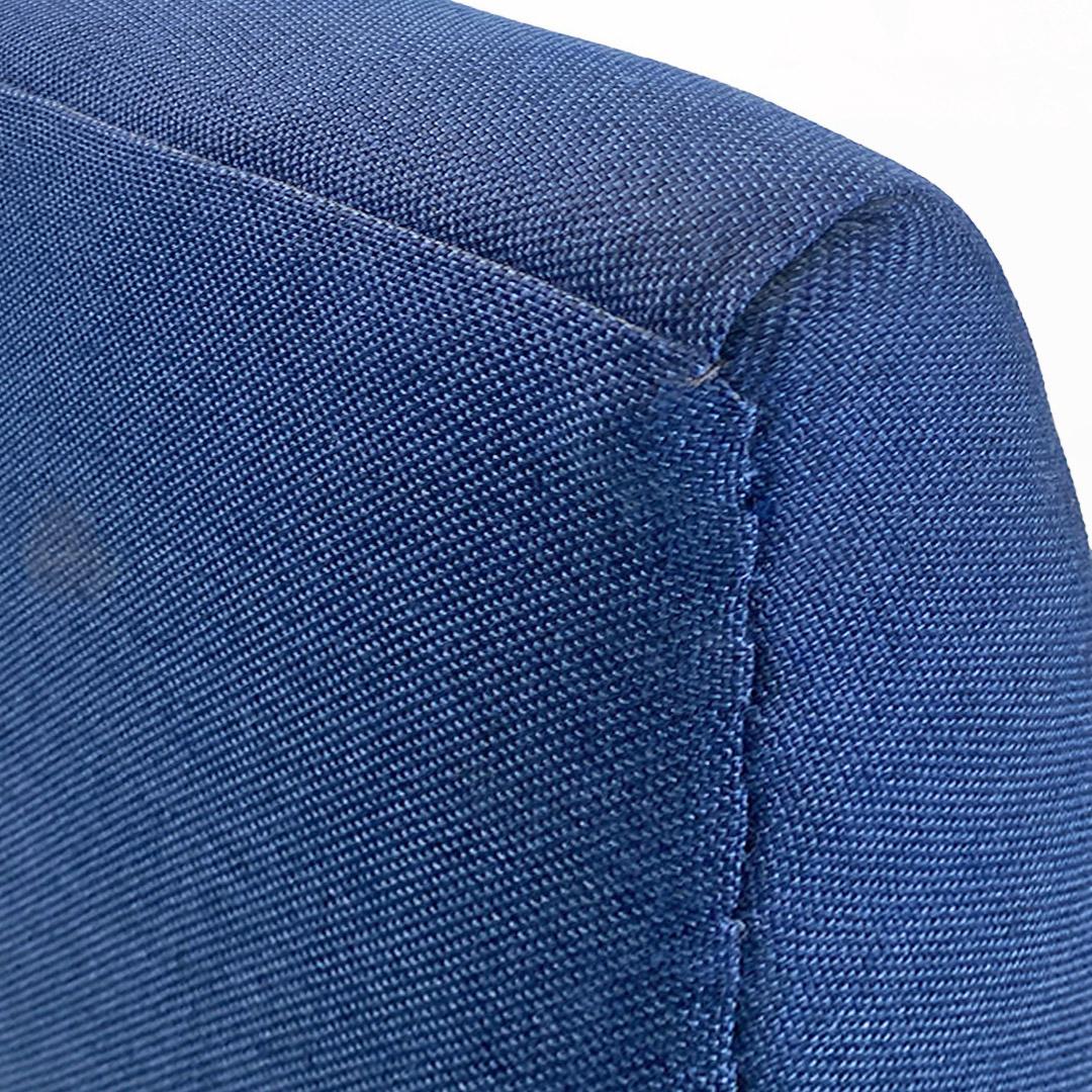 Danish mid-century beech wood and blue cotton armchair with armrests, 1960s 8