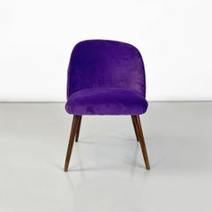 Fauteuil danois du milieu du siècle en bois de hêtre et velours violet, années 1960