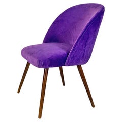 Danish mid-century beech wood and purple velvet armchair, 1960s