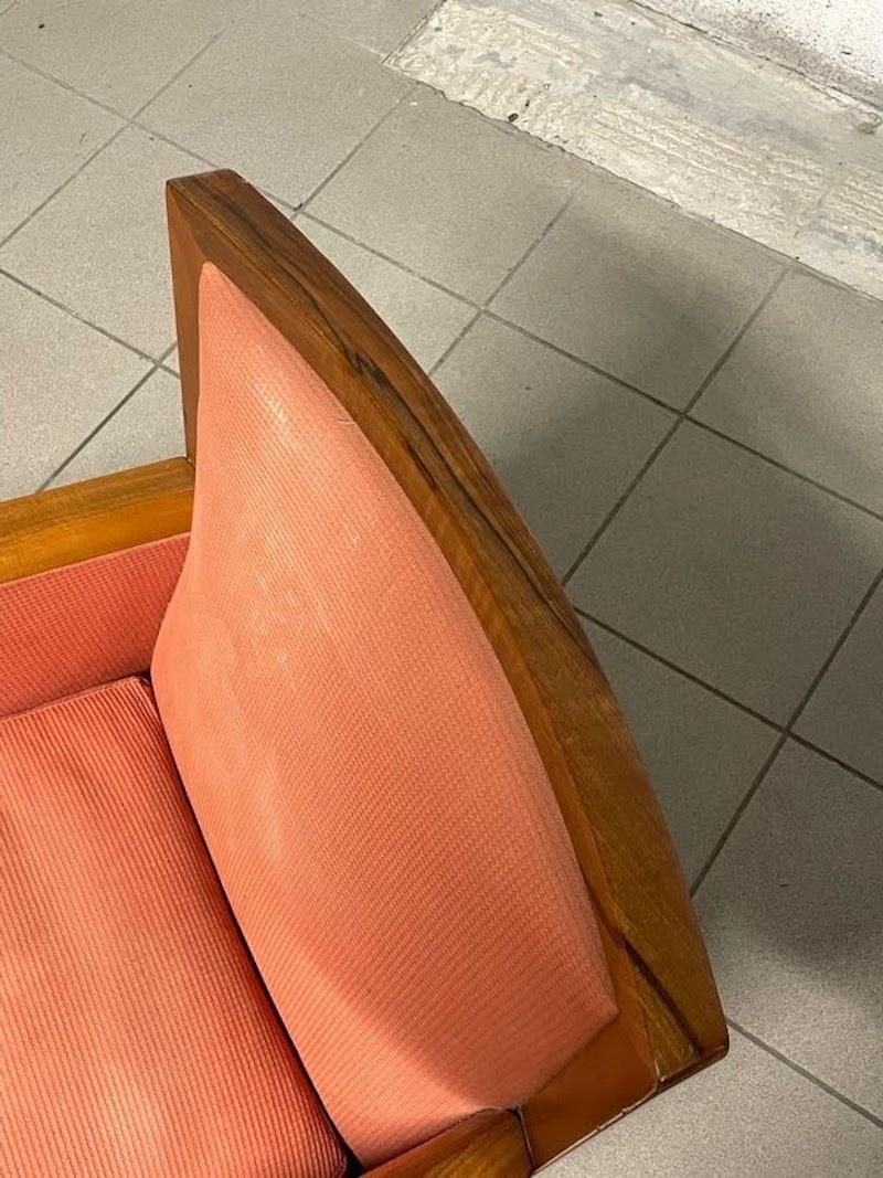 1940s deco sillón de nogal y tela en venta 9