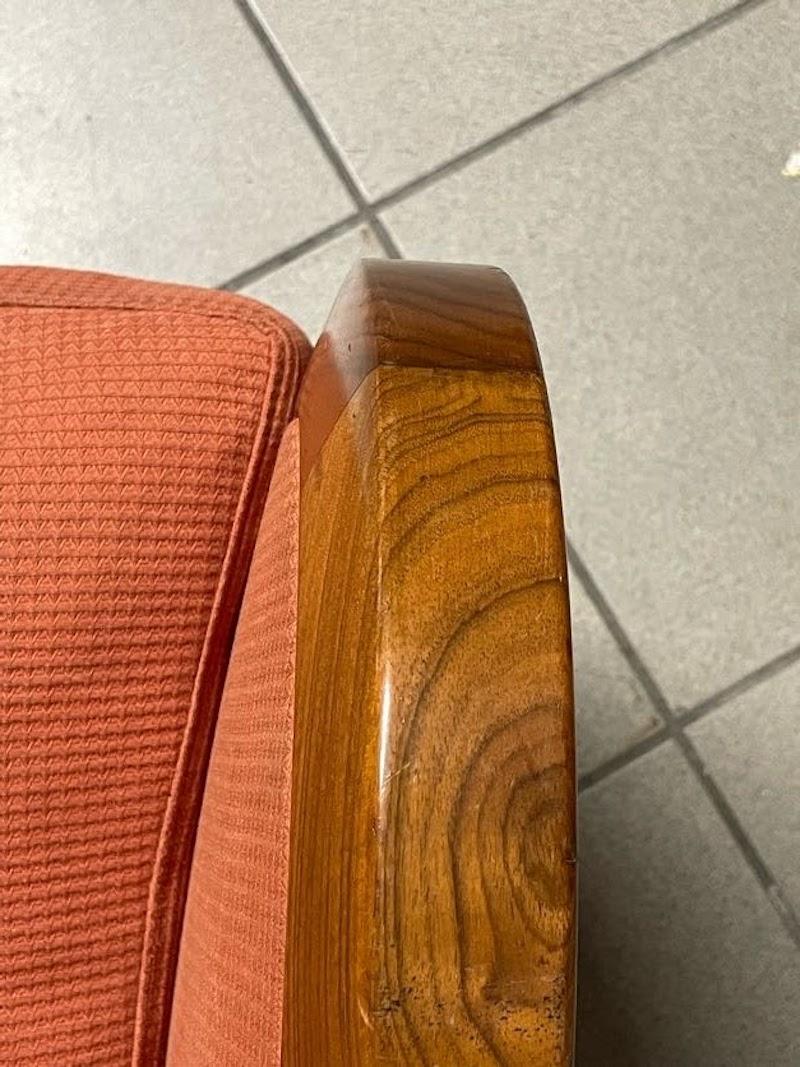 1940s deco sillón de nogal y tela en venta 10
