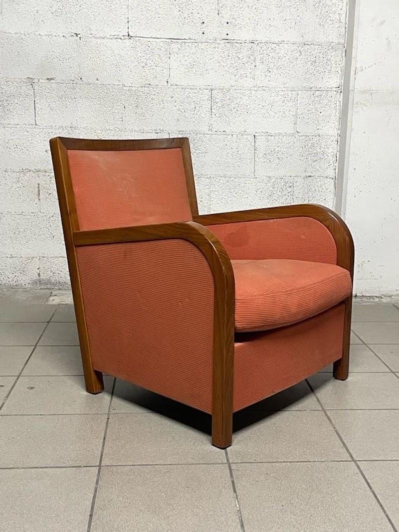 1940s deco sillón de nogal y tela en Bueno estado para la venta en SAN PIETRO MOSEZZO, NO