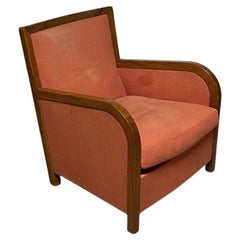 Poltrona deco anni '40 noce e tessuto
