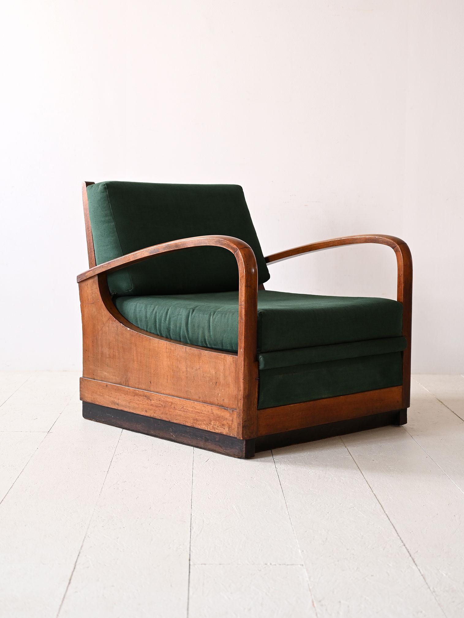 Scandinavian Modern Deco armchair convertible into bed For Sale