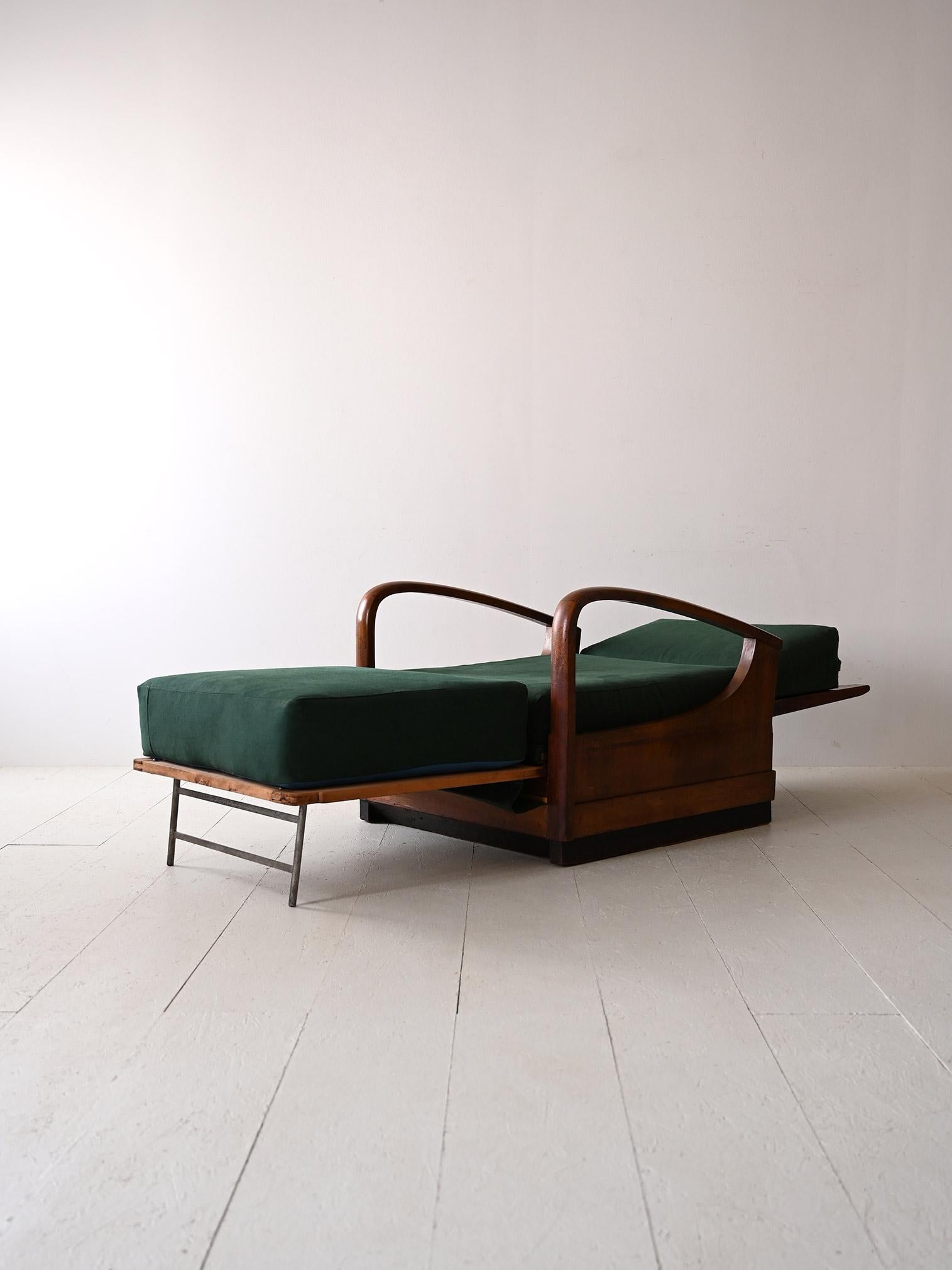 Wood Deco armchair convertible into bed For Sale