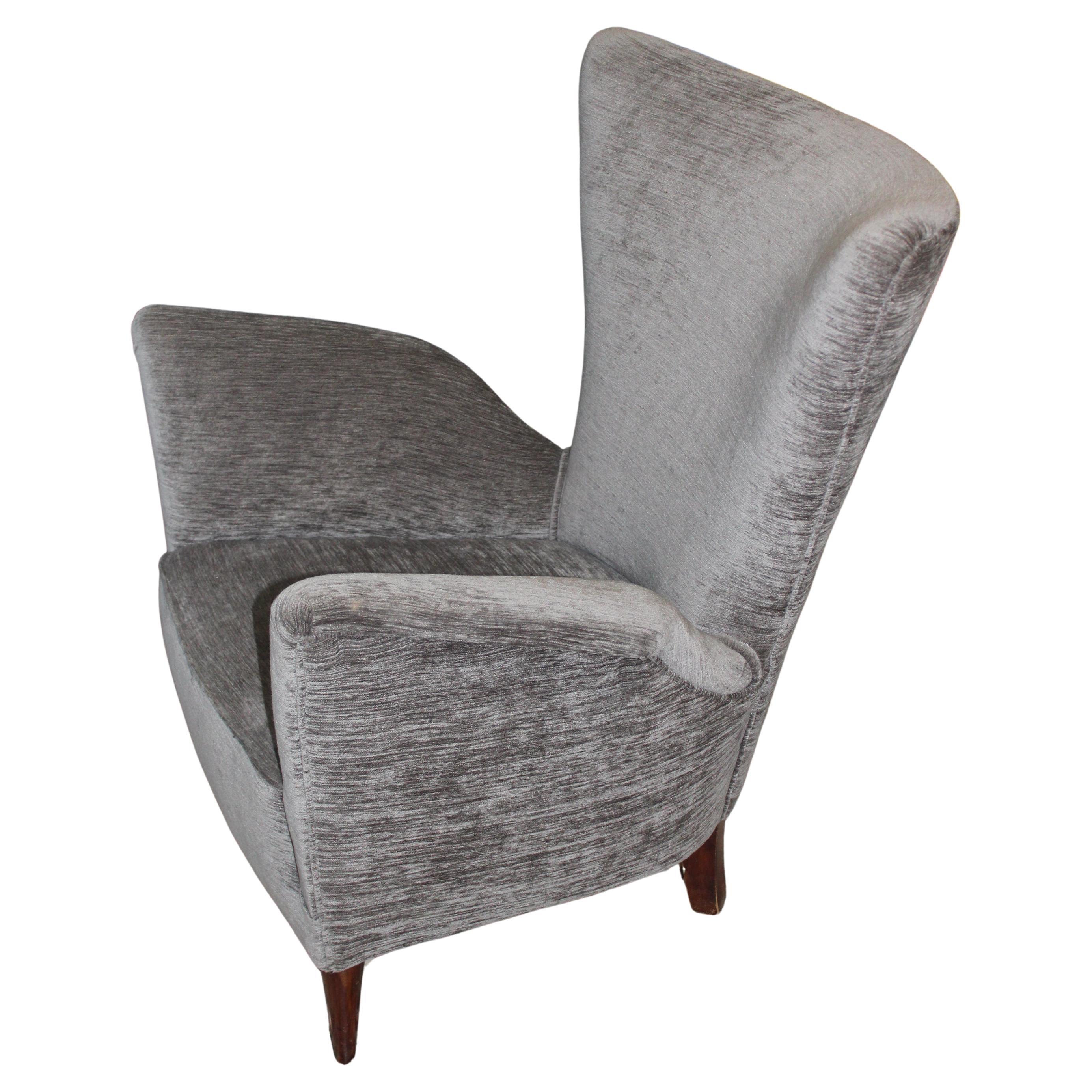 Fauteuil Design italien 1950s formes géométriques pieds en bois Style Gio Ponti